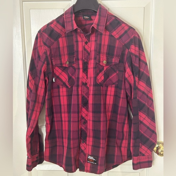 No Fear Other - Y2K No Fear Men’s Medium Long Sleeve Button Down Plaid Shirt